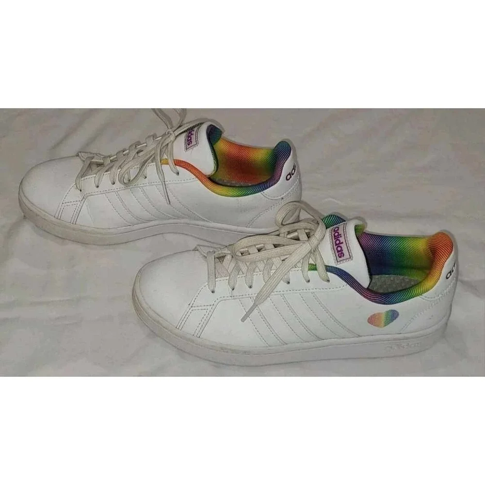 Men's Size 9.5‎ - Adidas Grand Court Rainbow Pride Sneakers H01054